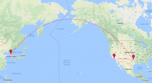 You fly backward to go forwards when you fly American LAX to ICN...