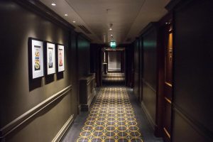 Most of the rooms are down this hallway.