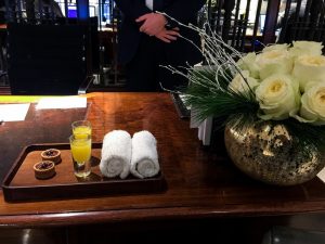 Anyone can bring you snacks. But they brought hot, moist towels. I can't even