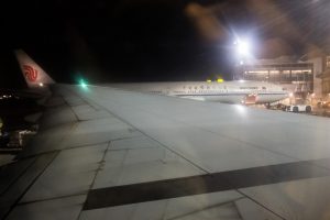 The CX PE view from the window seat on the 777-300ER