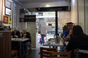 Narrow quarters entering the restaurant