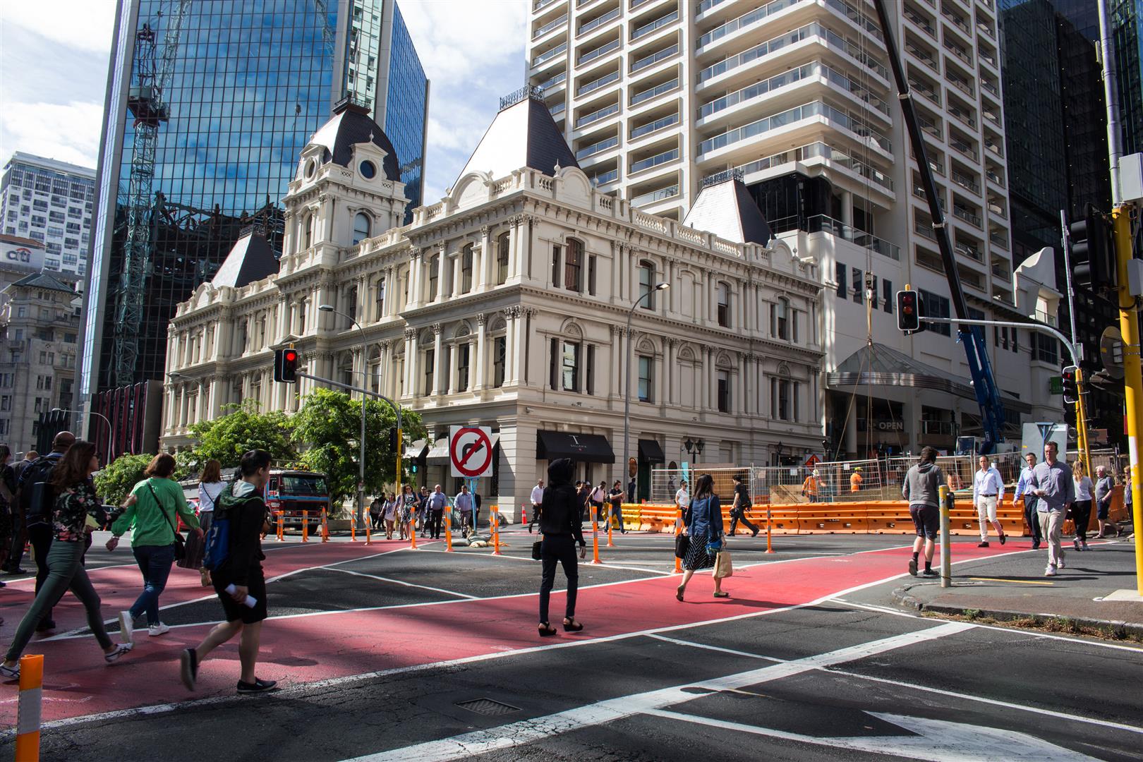 The start of construction that led up a few blocks to the Sky Tower