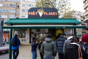Always a line at Frit Flagey, but it is worth the wait!