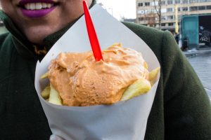 Frit Flagey Fries with Andalouse Sauce - so many fries in this cone, it is practically a meal all on its own!