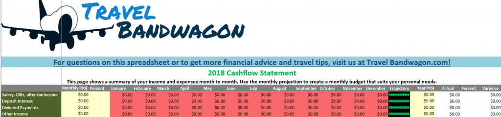 2018 Personal Finance Spreadsheet