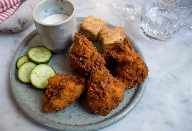 Crispy, succulent fried chicken!