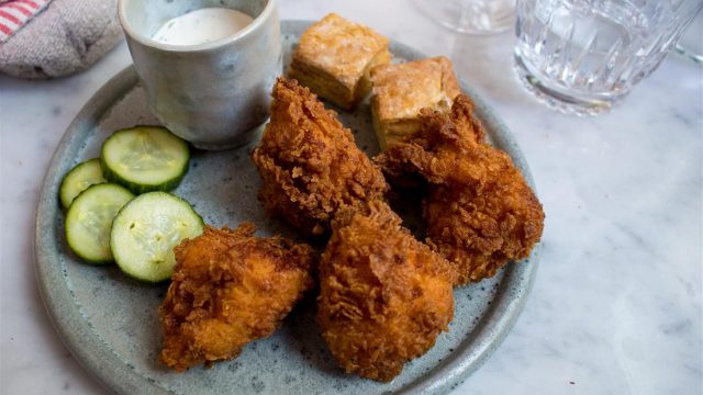 Crispy, succulent fried chicken!